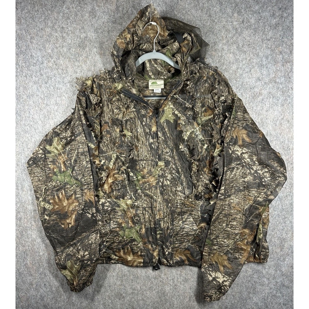VTG Underbrush Leafy Camo Hunting Jacket 2X 3X Hooded Ghillie Mossy Oak Style